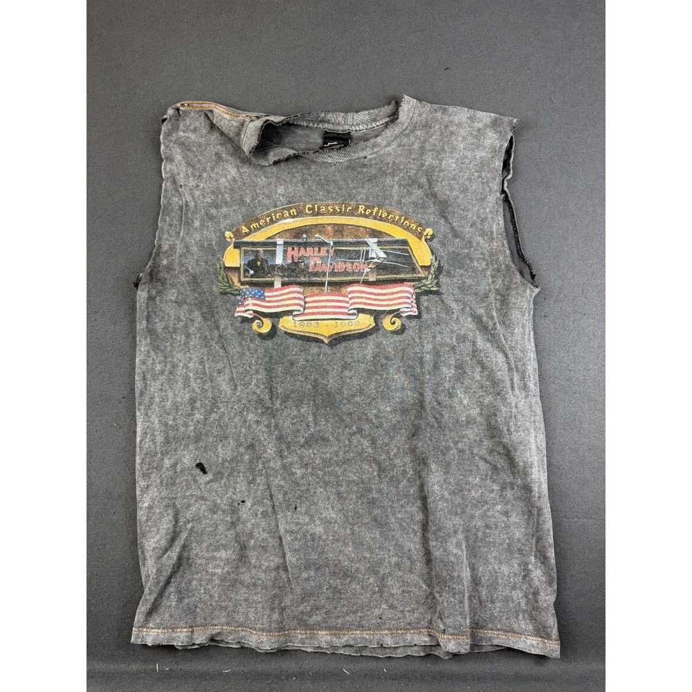 VTG Harley Davidson Mens Gray Ride Tee American Classic Reflections Graphic M